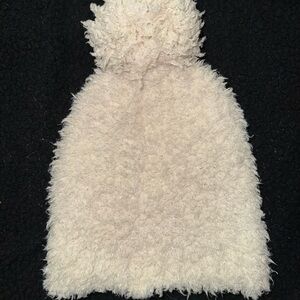 Cozy White Fuzzy Pom-Pom Beanie